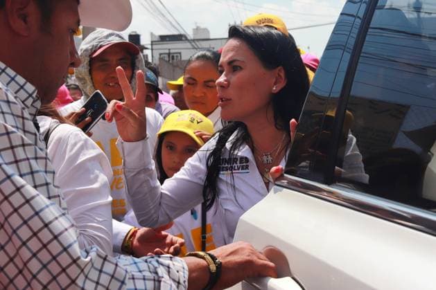 Mexiko, Alejandra Del Moral Wahlkampf in Ciudad Nezahualcoyotl May 27, 2023 in Ciudad NezahualcoÂ³yotl, Mexico: Alejandra Del Moral, candidate for Governor of the State of Mexico for the Va por for State of Mexico alliance (PRI, PAN, PRD) during the rally to close the political campaign. On May 27, 2023 in NezahualcoÂ³yotl, State of Mexico, Mexico. Nezahualcoyotl Mexico - ZUMAe321 20230528_zia_e321_001 Copyright: xCarlosxSantiagox