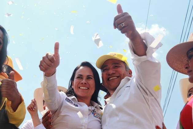 Mexiko, Alejandra Del Moral Wahlkampf in Ciudad Nezahualcoyotl May 27, 2023 in Ciudad NezahualcoÂ³yotl, Mexico: Alejandra Del Moral, candidate for Governor of the State of Mexico for the Va por for State of Mexico alliance (PRI, PAN, PRD) during the rally to close the political campaign. On May 27, 2023 in NezahualcoÂ³yotl, State of Mexico, Mexico. Nezahualcoyotl Mexico - ZUMAe321 20230528_zia_e321_008 Copyright: xCarlosxSantiagox