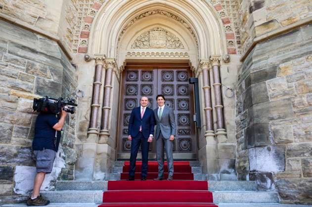 May 29, 2023, Ottawa, ON, CAN: Canada s Prime Minister Justin Trudeau poses for a photo with President of Iceland Gudni Johannesson as he arrives on Parliament Hill in Ottawa, on Monday, May 29, 2023. Ottawa CAN  - ZUMAc35_ 20230529_zaf_c35_017 Copyright: xJustinxTangx
