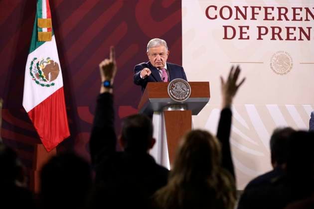 President of Mexico with reporters at the daily morning conference May 29, 2023, Mexico City, Mexico: The President of Mexico, Andres Manuel Lopez Obrador at the daily morning conference at the National Palace in Mexico City. on May 29, 2023 in Mexico City, Mexico (Photo by Luis Barron Eyepix Group). Copyright: xLuisxBarronx xEyepixxGroupx _MG_8913