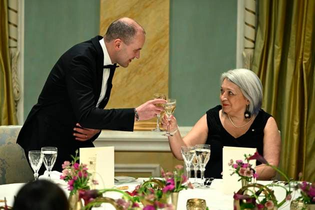 May 29, 2023, Ottawa, ON, CAN: Mary Simon, Governor General of Canada, clinks glasses with President of Iceland Gudni Johannesson after his remarks, at a state dinner at Rideau Hall in Ottawa, on Monday, May 29, 2023. Ottawa CAN - ZUMAc35_ 20230529_zaf_c35_122 Copyright: xJustinxTangx