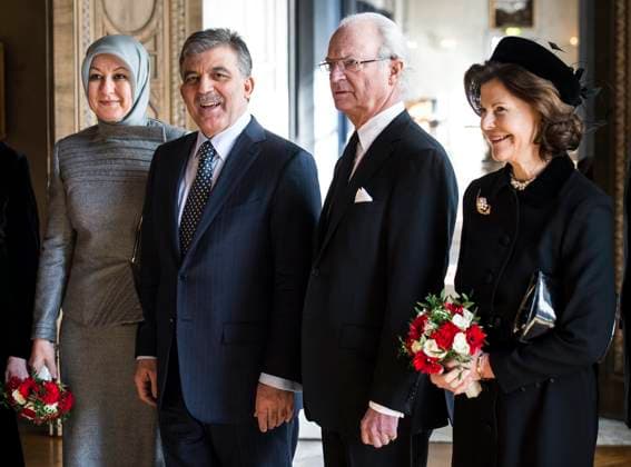 STOCKHOLM 20130312 Turkey s First Lady Hayrünnisa Gül, Turkey s President Abdullah Gül , King Carl Gustaf and Queen Silvia of Sweden seen arriving at a lunch held at the Stockholm City Hall on Tuesday Marsch 12, 2013. Turkey s President Couple are on a three-day official state visit. STOCKHOLM Sweden x10050x *** STOCKHOLM 20130312 Turkey s First Lady Hayrünnisa Gül, Turkey s President Abdullah Gül , King Carl Gustaf and Queen Silvia of Sweden seen arriving at a lunch held at the Stockholm City Hall on Tuesday March 12, 2013 Turkey s President Couple are on a three day official state visit STOCKHOLM Sweden x10050x  Copyright: xPONTUSxLUNDAHLx xTTx Sweden Turkey State Visit