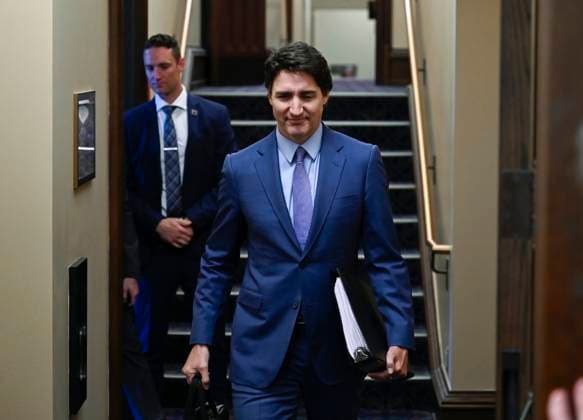 May 30, 2023, Ottawa, ON, CAN: Prime Minister Justin Trudeau arrives to scrum with reporters before heading into Question Period on Parliament Hill in Ottawa, on Tuesday, May 30, 2023. Ottawa CAN  - ZUMAc35_ 20230530_zaf_c35_042 Copyright: xJustinxTangx