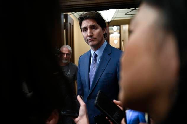 May 30, 2023, Ottawa, ON, CAN: Prime Minister Justin Trudeau participates in a scrum with reporters before heading into Question Period on Parliament Hill in Ottawa, on Tuesday, May 30, 2023. Ottawa CAN  - ZUMAc35_ 20230530_zaf_c35_043 Copyright: xJustinxTangx