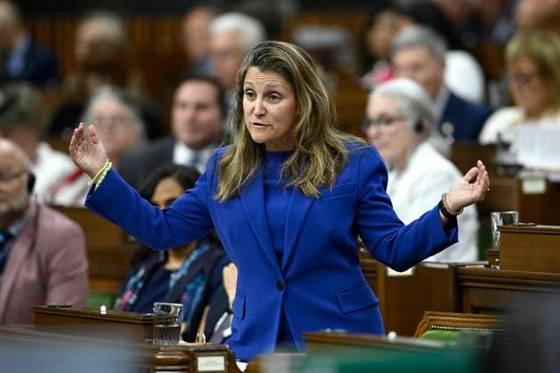May 30, 2023, Ottawa, ON, CAN: Deputy Prime Minister and Minister of Finance Chrystia Freeland rises during Question Period in the House of Commons on Parliament Hill in Ottawa on Tuesday, May 30, 2023. Ottawa CAN  - ZUMAc35_ 20230530_zaf_c35_055 Copyright: xJustinxTangx