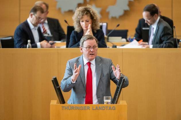 News Bilder des Tages 111. PLENARSITZUNG IM THÜRINGER LANDTAG 01 06 2023 - Erfurt: Die Regierungserklärung des Thüringer Ministerpräsidenten Bodo Ramelow (DIE LINKE) in der 111. Plenarsitzung des Thüringer Landtags am 1. Juni 2023. _________________ *** 111 PLENARY SESSION IN THE THURINGIAN STATE PARLIAMENT 01 06 2023 Erfurt The government statement of the Thuringian Prime Minister Bodo Ramelow DIE LINKE in the 111 plenary session of the Thuringian State Parliament on 1 June 2023