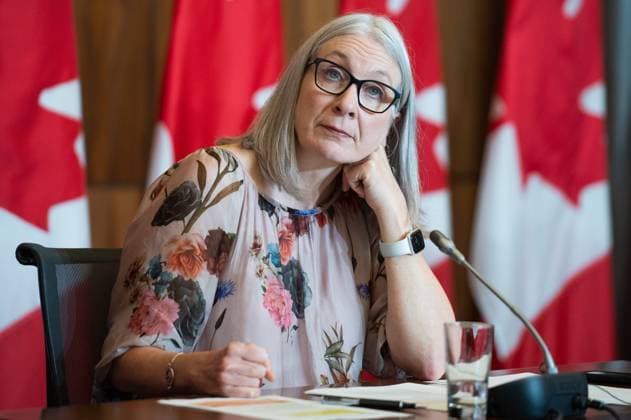 June 1, 2023, Ottawa, ON, Canada: Indigenous Services Minister Patty Hajdu listens to a response from a government official during an update related to the 2023 Wildfire Season in Ottawa, on Thursday, June 1, 2023. Ottawa Canada  - ZUMAc35_ 20230601_zaf_c35_028 Copyright: xSpencerxColbyx