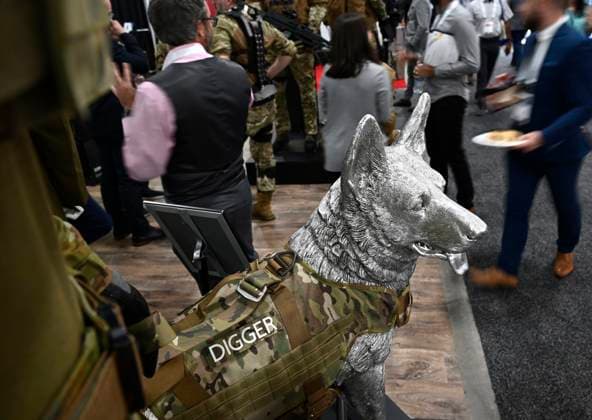 June 1, 2023, Ottawa, ON, CAN: A dog mannequin is dressed in a tactical dog vest at a booth at the CANSEC trade show, billed as North AmericaöÄÃ s largest multi-service defence event, in Ottawa, on Thursday, June 1, 2023. Ottawa CAN  - ZUMAc35_ 20230601_zaf_c35_073 Copyright: xJustinxTangx