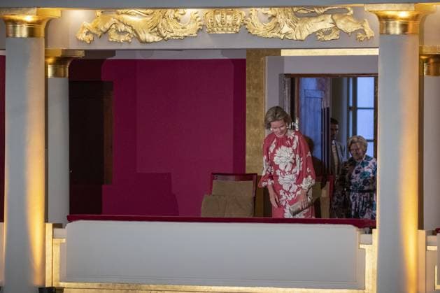 Queen Mathilde of Belgium pictured during the start of the finals of the 2023 edition of the Queen Elisabeth Voice Competition, the tenth edition, at the Brussels Bozar concert hall, Thursday 01 June 2023.  NICOLASxMAETERLINCK 68264862