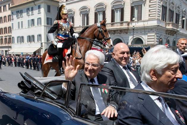 June 2, 2023, Rome, Italy: Italian President, Sergio Mattarella, attends the military parade for the Republic Day, at the Fori Imperiali, Rome, Italy, 02 June 2023. The Feast of the Italian Republic is a national day of celebration established to commemorate the birth of the Italian Republic. It is celebrated every year on 02 June 2, the date of the institutional referendum of 1946, with the main celebration taking place in Rome. The Feast of the Italian Republic is one of the symbols of Italian homelands. NPK ANSA dotti - Quirinal Press Office handout Rome Italy - ZUMAa110 20230602_zaf_a110_063 Copyright: xFrancescoxAmmendolax-xPaoloxGianx