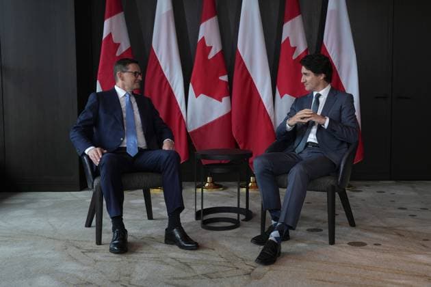 June 2, 2023, TORONTO, ON, Canada: Prime Minister Justin Trudeau meets with Poland Prime Minister Mateusz Morawiecki in Toronto on Friday, June 2, 2023. TORONTO Canada  - ZUMAc35_ 20230602_zaf_c35_001 Copyright: xChrisxYoungx