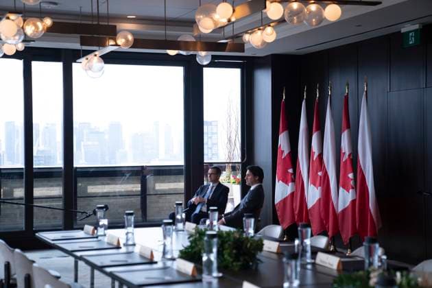 June 2, 2023, TORONTO, ON, Canada: Prime Minister Justin Trudeau (right) meets with Poland Prime Minister Mateusz Morawiecki in Toronto on Friday, June 2, 2023. TORONTO Canada  - ZUMAc35_ 20230602_zaf_c35_002 Copyright: xChrisxYoungx