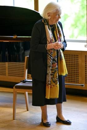Queen Paola of Belgium pictured during the Academic Closing Ceremony at the Queen Elisabeth Music chapel, in Waterloo, Friday 02 June 2023. The Queen will present the Artists in Residence at the Queen Elisabeth Music Chapel with their Artist Diploma, marking the end of their residency at the Queen Elisabeth Music Chapel.  DIRKxWAEM 68311548