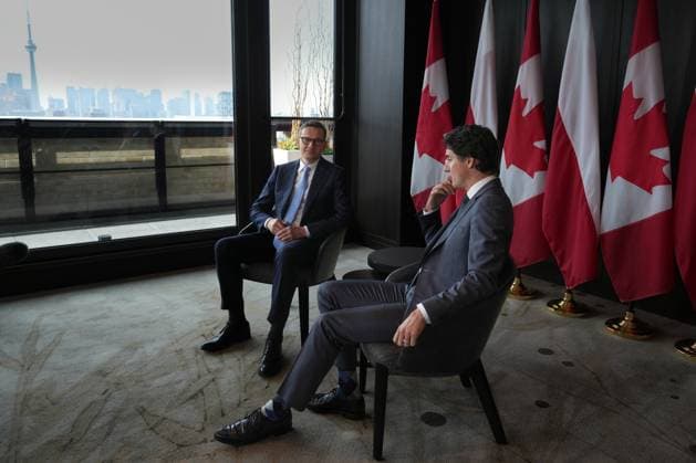 June 2, 2023, TORONTO, ON, Canada: Prime Minister Justin Trudeau (right) sits with Poland Prime Minister Mateusz Morawiecki in Toronto on Friday June 2, 2023. TORONTO Canada  - ZUMAc35_ 20230602_zaf_c35_003 Copyright: xChrisxYoungx