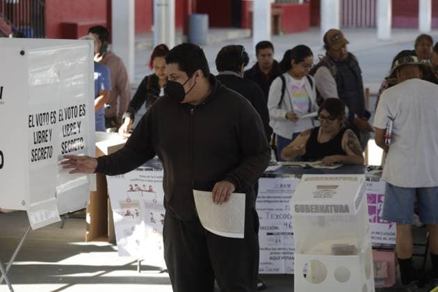 Electoral process for the government of the State of Mexico June 4, 2023, Municipality of Texcoco, State of Mexico, Mexico: Citizens go to the polls to cast their votes for the gubernatorial election, in the municipality of Texcoco in the State of Mexico. on June 4, 2023 in Municipality of Texcoco, State of Mexico, Mexico (Photo by Luis Barron Eyepix Group). Copyright: xLuisxBarronx xEyepixxGroupx LB_20230604_DELFINA4