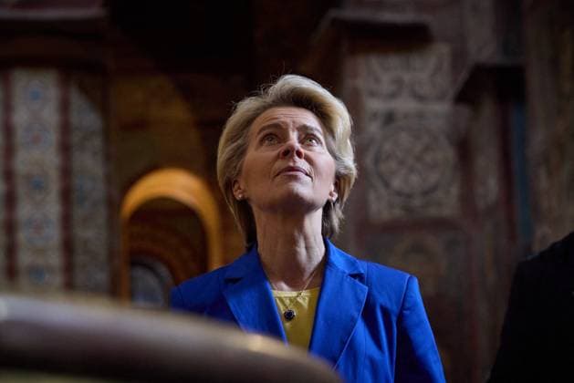 Ursula von der Leyen And Volodymyr Zelensky Meet - Kyiv Handout photo show the Olena Zelenska and Ursula von der Leyen visit St. Michael s Monastery in Kiev, Ukraine, on May 09, 2023. Photo by Ukrainian Presidency via ABACAPRESS.COM Kyiv Ukraine  Copyright: xABACAx 852297_031 ABACAx 852297_031