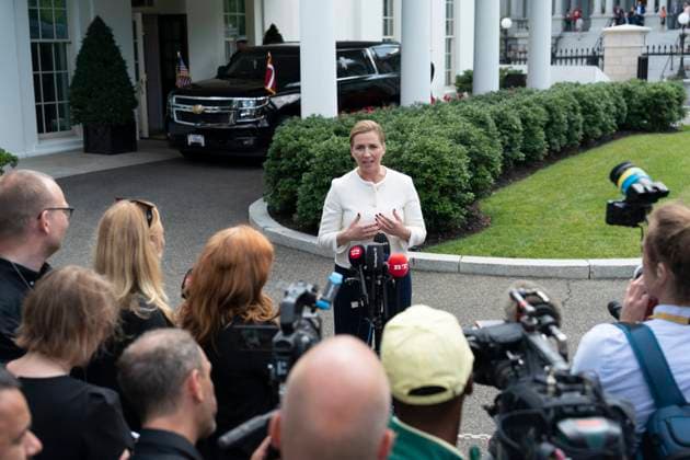Bilder des Jahres 2023, News June 06 News Themen der Woche KW23 News Bilder des Tages Prime Minister Mette Frederiksen of Denmark speaks to the media Prime Minister Mette Frederiksen of Denmark speaks to the media after meeting with United States President Joe Biden at the White House in Washington, DC, June 5, 2023. Credit: Chris Kleponis Pool via CNP Washington White House District of Columbia United States  Copyright: xPool ABACAx 855892_002 Pool ABACAx 855892_002
