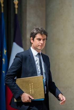 Weekly Cabinet Meeting - Paris French Junior Minister for Public Accounts Gabriel Attal leaving the Elysee Palace after attending the weekly cabinet in Paris, France on May 30, 2023. Photo by Pierrick Villette ABACAPRESS.COM Paris France  Copyright: xVillettexPierrick ABACAx 855235_043 VillettexPierrick ABACAx 855235_043