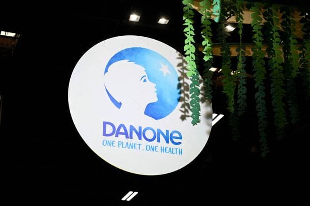The Agriculture Fair - Paris illustration of the Danone Group logo at the International Agricultural Show in Paris on March 3, 2023. Photo by Tomas Stevens ABACAPRESS.COM Paris France  Copyright: xStevensxTomas ABACAx 844422_008 StevensxTomas ABACAx 844422_008