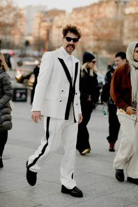 Street style Fall-Winter 2023-2024 Menswear shows - Paris Street style, Saint Levant arriving at Casablanca Fall-Winter 2023-2024 Menswear show, held at Paris Expo Porte de Versailles, Paris, France, on January 21st, 2023. Photo by Marie-Paola Bertrand-Hillion ABACAPRESS.COM  Copyright: xBertrand-HillionxMarie-Paola ABACAx 839249_032 Bertrand-HillionxMarie-Paola ABACAx 839249_032