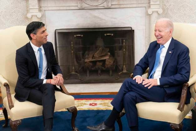 News Themen der Woche KW23 News Bilder des Tages President Joe Biden holds a bilateral meeting with Prime Minister of the United Kingdom Rishi Sunak in the Oval Office at the White House in Washington, DC on Thursday, June 8, 2023.  WAP20230608305 BONNIExCASH