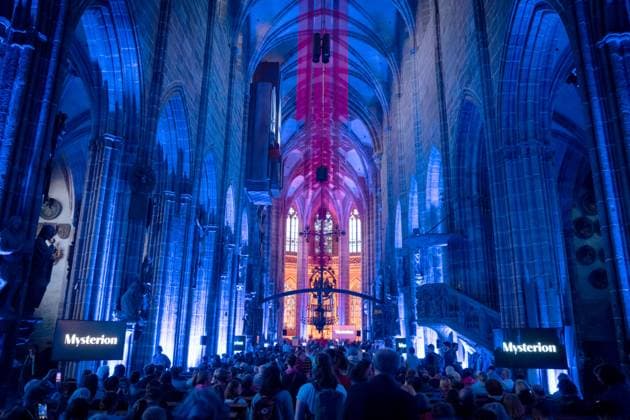 Music service Mysterion with Electro Chill Music and Communion on 08 06 2023 in the St Lorenz Church at the Protestant Church Congress in Nuremberg From 7 to 11 June, about 100 000 visitors are expected in the central Franconian city for the 38 German Protestant Church Congress The largest Christian lay meeting in German Copyright: epd-bildx xTimxWegner 01Kirchentag_09_0001