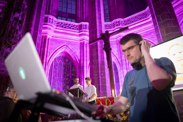 Music service Mysterion with Electro Chill Music and communion on 08 06 2023 in the St Lorenz Church at the Protestant Kirchentag in Nuremberg Photo center Anna Nicole Heinrich, Praeses of the EKD Synod From 7 to 11 June, about 100 000 visitors are expected in t Copyright: epd-bildx xTimxWegner 01Kirchentag_09_0016