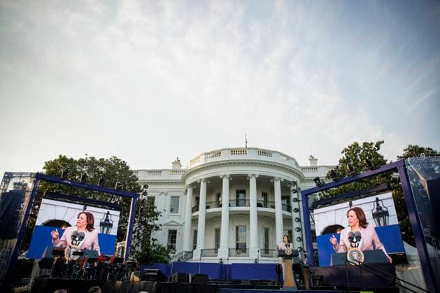 DC: President Biden Hosts a Juneteenth Concert on the South Lawn Vice President Kamala Harris speaks during a Juneteenth concert on the South Lawn of the White House on June 13, 2023 in Washington, D.C. Juneteenth celebrates the emancipation of enslaved African Americans on June 19th and was declared a federal holiday in 2021 by President Joe Biden. (Photo by Samuel Corum Pool ABACAPRESS.COM) Washington The White House DC United States  Copyright: xPool ABACAx 856900_009 Pool ABACAx 856900_009
