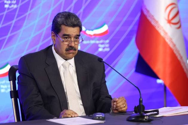 June 13, 2023, Caracas, Tehran, Venezuela: Venezuelan President NICOLAS MADURO speaks during a joint declaration with the president of Iran. Venezuela is the first stop of Raisi s Latin America tour, which includes Cuba and Nicaragua. Caracas Venezuela - ZUMAi98_ 20230613_zih_i98_011 Copyright: xIranianxPresidencyx