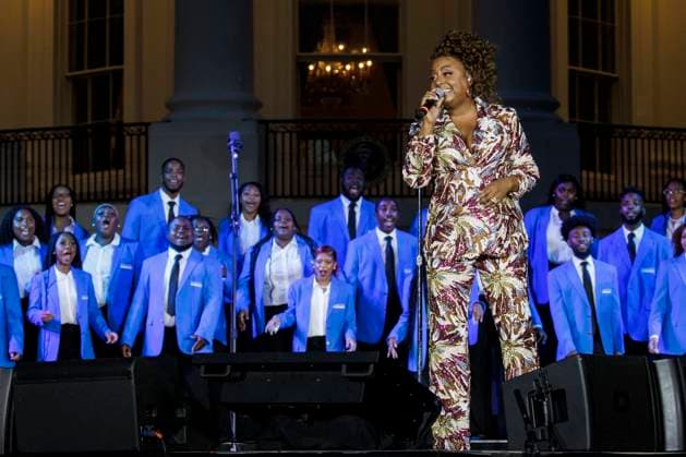 US singer Ledisi performs during a Juneteenth concert on the South Lawn of the White House on Tuesday, June 13, 2023 in Washington, DC. Juneteenth celebrates the emancipation of enslaved African Americans on June 19th and was declared a federal holiday in 2021 by President Joe Biden. (  WASP20230613160 SamuelxCorum