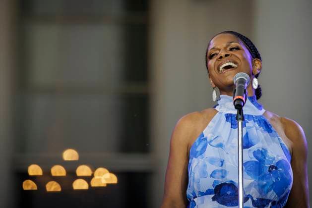 US actress and singer Audra McDonald performs during a Juneteenth concert on the South Lawn of the White House on Tuesday, June 13, 2023 in Washington, DC. Juneteenth celebrates the emancipation of enslaved African Americans on June 19th and was declared a federal holiday in 2021 by President Joe Biden. (  WASP20230613166 SamuelxCorum