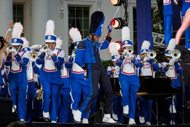 The Tennessee State University Aristocrat of Bands performs during a Juneteenth concert on the South Lawn of the White House on Tuesday, June 13, 2023 in Washington, DC. Juneteenth celebrates the emancipation of enslaved African Americans on June 19th and was declared a federal holiday in 2021 by President Joe Biden. (  WASP20230613175 SamuelxCorum