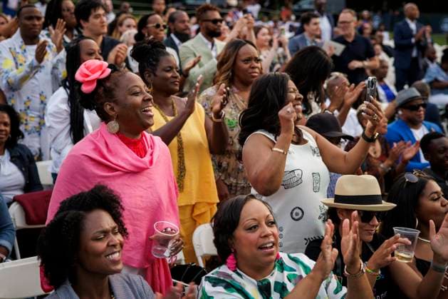 DC: President Biden Hosts a Juneteenth Concert on the South Lawn Attendees react to a performance from Broadway Inspirational Voices during a Juneteenth concert on the South Lawn of the White House on June 13, 2023 in Washington, D.C. Juneteenth celebrates the emancipation of enslaved African Americans on June 19th and was declared a federal holiday in 2021 by President Joe Biden. (Photo by Samuel Corum Pool ABACAPRESS.COM) Washington The White House DC United States  Copyright: xPool ABACAx 856900_033 Pool ABACAx 856900_033