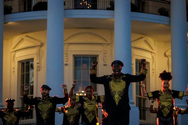 DC: President Biden Hosts a Juneteenth Concert on the South Lawn US dance group Step Afrika! performs during a Juneteenth concert on the South Lawn of the White House on June 13, 2023 in Washington, D.C. Juneteenth celebrates the emancipation of enslaved African Americans on June 19th and was declared a federal holiday in 2021 by President Joe Biden. (Photo by Samuel Corum Pool ABACAPRESS.COM) Washington The White House DC United States  Copyright: xPool ABACAx 856900_042 Pool ABACAx 856900_042