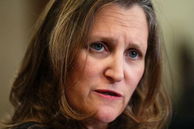 June 14, 2023, Ottawa, ON, CANADA: Deputy Prime Minister Chrystia Freeland holds a press conference on Parliament Hill, in Ottawa, Wednesday, June 14, 2023. Ottawa CANADA  - ZUMAc35_ 20230614_zaf_c35_043 Copyright: xSeanxKilpatrickx