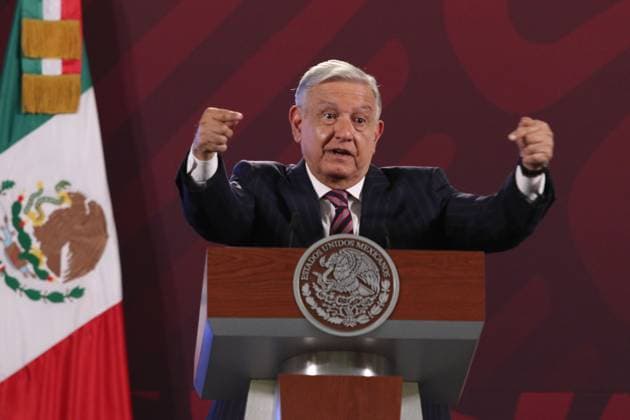 June 14, 2023, Mexico City, Mexico: MexicoÃ¢â‚¬â ¢s President, Andres Manuel Lopez Obrador, gesticulates while talk during media conference at National Palace. on June 14, 2023 in Mexico City, Mexico. Mexico City Mexico - ZUMAe321 20230615_zia_e321_001 Copyright: xIsmaelxRosasx
