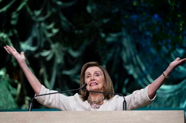 Rep. Nancy Pelosi, D-CA, speaks after accepting an award during the League of Conservation Voters annual Capital Dinner at The Anthem in Washington, DC on Wednesday, June 14, 2023.  WAP20230614311 BONNIExCASH