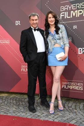 Markus Soeder and his daughter Gloria Sophie Burkandt at the Bavarian Film Award ceremony on 16 06 2023 at the Prinzregententheater in Munich Bavarian Film Award 2023 in Munich