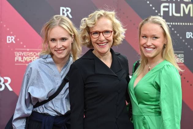 The actress Juliane Koehler M comes with her daughters Fanny and Jette red carpet,Red Carpet,Bavarian Film Award 2023 on 16 06 2023 in the Prinzregententheater in Munich