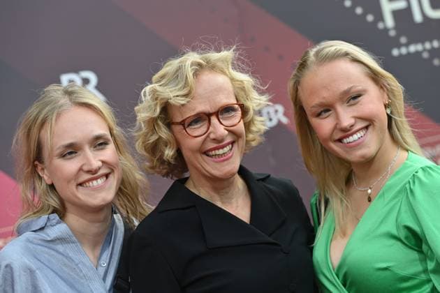The actress Juliane Koehler M comes with her daughters Fanny and Jette red carpet,Red Carpet,Bavarian Film Award 2023 on 16 06 2023 in the Prinzregententheater in Munich