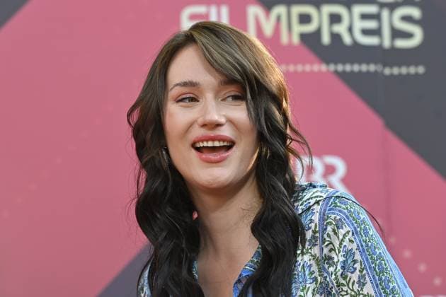 Gloria Sophie Burkandt daughter of Markus Soeder , single image,cropped single image,portrait,portrait red carpet,red carpet,Bavarian Film Award 2023 on 16 06 2023 in Prinzregententheater in Munich
