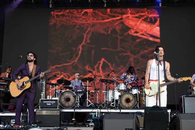 June 18, 2023, Manchester, Tennessee, United States: The Revivalists perform on Day 4 of the 2023 Bonnaroo Music & Arts Festival on June 18, 2023 in Manchester, Tennessee. L-R Zack Feinberg, Andrew Campanelli, David Shaw and Paulet PJ Howard. Manchester United States - ZUMAs181 20230618_zea_s181_096 Copyright: xDarrenxEaglesx