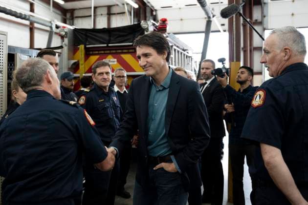 June 19, 2023, Hammonds Plains, NS, Canada: Prime Minister Justin Trudeau, centre, meets with firefighters who battled the wildfires in Nova Scotia while visiting Fire Station 50 in Hammonds Plains, N.S. on Monday, June 19, 2023. Hammonds Plains Canada  - ZUMAc35_ 20230619_zaf_c35_014 Copyright: xDarrenxCalabresex