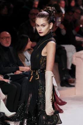 MFW - Kaia Gerber Models For Fendi Kaia Gerber walks the runway for Fendi show during Women s Milan Fashion Week Fall-Winter 2020-21 on February 20, 2020 in Milan, Italy. Photo by Marco Piovanotto ABACAPRESS.COM Milan Italy  Copyright: xPiovanottoxMarco ABACAx 721021_009 PiovanottoxMarco ABACAx 721021_009