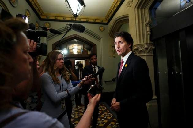 June 20, 2023, Ottawa, ON, Canada: Prime Minister Justin Trudeau speaks to reporters as he arrives to a cabinet meeting on Parliament Hill in Ottawa on Tuesday, June 20, 2023. Ottawa Canada  - ZUMAc35_ 20230620_zaf_c35_001 Copyright: xSeanxKilpatrickx