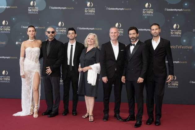 62nd Monte Carlo TV Festival - Award Ceremony - Monaco Yael Elkana, Ofir Lobel, Daniel Amsel, a guest, Enav Shenhar, Judah Levi and a guest attend the Golden Nymphs Award Ceremony during the 62nd Monte Carlo TV Festival on June 20, 2023 in Monte-Carlo, Monaco. Photo by David Niviere ABACAPRESS.COM MONTE-CARLO Monaco  Copyright: xNivierexDavid ABACAPRESS.COMx 857686_209 NivierexDavid ABACAPRESS.COMx 857686_209
