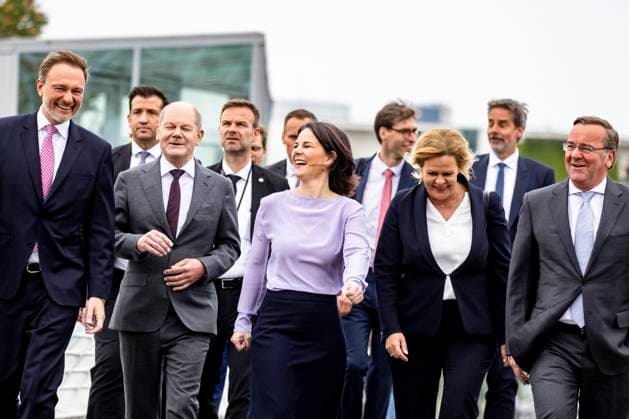 German Government presents National Security Strategy (L-R) German Finance Minister Christian Lindner, German Chancellor Olaf Scholz, German Foreign Minister Annalena Baerbock, German Interior Minister Nancy Faeser and German Defence Minister Boris Pistorius arrive to attend a press conference to present tha National Security Strategy at the Bundespressekonferenz in Berlin, Germany on June 14, 2023. Berlin Berlin Germany  Copyright: xEmmanuelexContinix originalFilename: contini-germango230614_npsbL.jpg