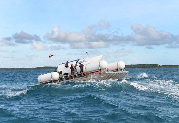 June 19, 2023: Undated handout photo shows Titan, the submersible that vanished on expedition to the Titanic wreckage. A massive search and rescue operation is under way in the mid Atlantic after a tourist submarine went missing during a dive to Titanic s wreck on Sunday. Contact with the small sub was lost about an hour and 45 minutes into its dive, the US Coast Guard said. Tour firm said all options were being explored to rescue the five people onboard. Tickets cost $ 250,000 for an eight-day trip including dives to the wreck at a depth of 3,800m (12,500ft). . - ZUMAz03_ 20230619_shv_z03_649 Copyright: xOceanGatex