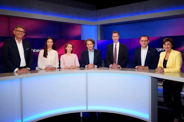 News Themen der Woche KW25 News Bilder des Tages Wolfram Weimer, Pinar Atalay, Claudia Major, Giovanni di Lorenzo, Christian Dürr, Tino Chrupalla und Sandra Maischberger in der ARD-Talkshow maischberger im Studio Berlin Adlershof. Berlin, 21.06.2023 *** Wolfram Weimer, Pinar Atalay, Claudia Major, Giovanni di Lorenzo, Christian Dürr, Tino Chrupalla and Sandra Maischberger on the ARD talk show maischberger at Studio Berlin Adlershof Berlin, 21 06 2023 Foto:xT.xBartillax xFuturexImage