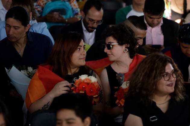 Equal weddings Celebration in Mexico City Dozens of couples participate in same-sex weddings at the Mexico City Civil Registry at its headquarters in Mexico City. on June 23, 2023 in Mexico City, Mexico. Photo by Luis Barron Eyepix Group ABACAPRESS.COM Mexico City Mexico City Mexico  Copyright: xBarronxLuis Eyepix ABACAx 858157_015 BarronxLuis Eyepix ABACAx 858157_015